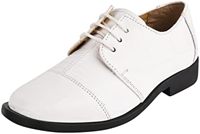 LIBERTYZENO Boys Animal Print Genuine Leather Kids Lace Up Oxford Dress Shoes for Prom Graduation