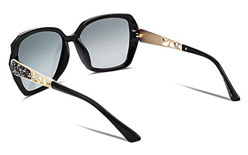 FEISEDY Polarized Women Square Sunglasses Sparkling Composite Shiny Frame B2289