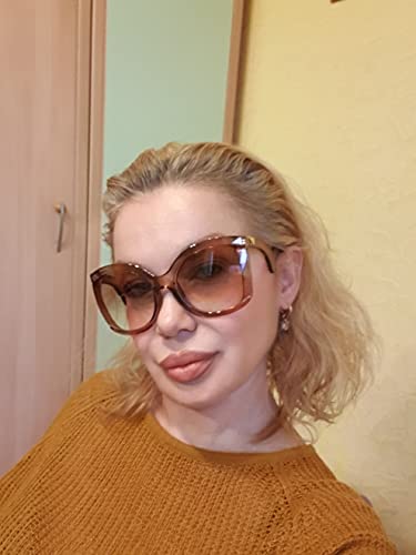 FEISEDY Oversized Square Butterfly Sunglasses Curved Curly Arm Frame Women's Fashion Shades B4035