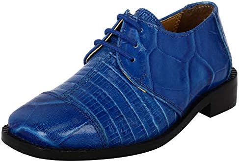 LIBERTYZENO Boys Animal Print Genuine Leather Kids Lace Up Oxford Dress Shoes for Prom Graduation
