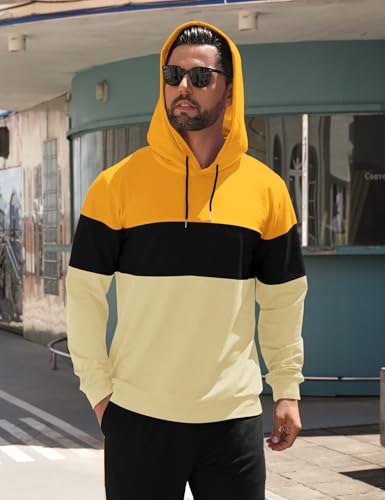 Babioboa Men's Tracksuit 2 Piece Color Block Hoodie Set Pullover Sweatshirt and Jogging Sweatpants Athletic Sweatsuits Set
