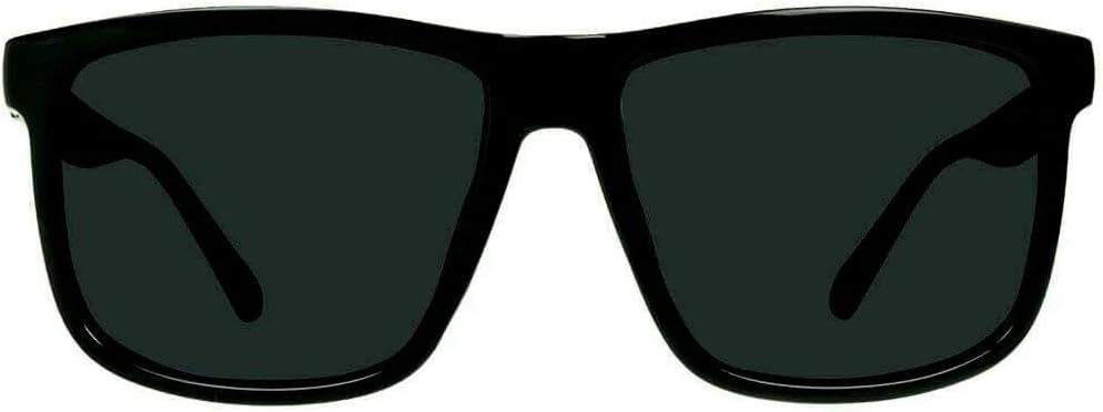 Locs Gangster Oversized Rectangular Horn Rim Sunglasses All Black, mens