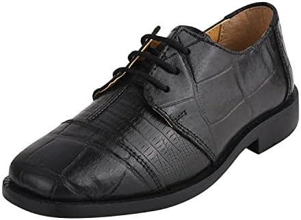 LIBERTYZENO Boys Animal Print Genuine Leather Kids Lace Up Oxford Dress Shoes for Prom Graduation