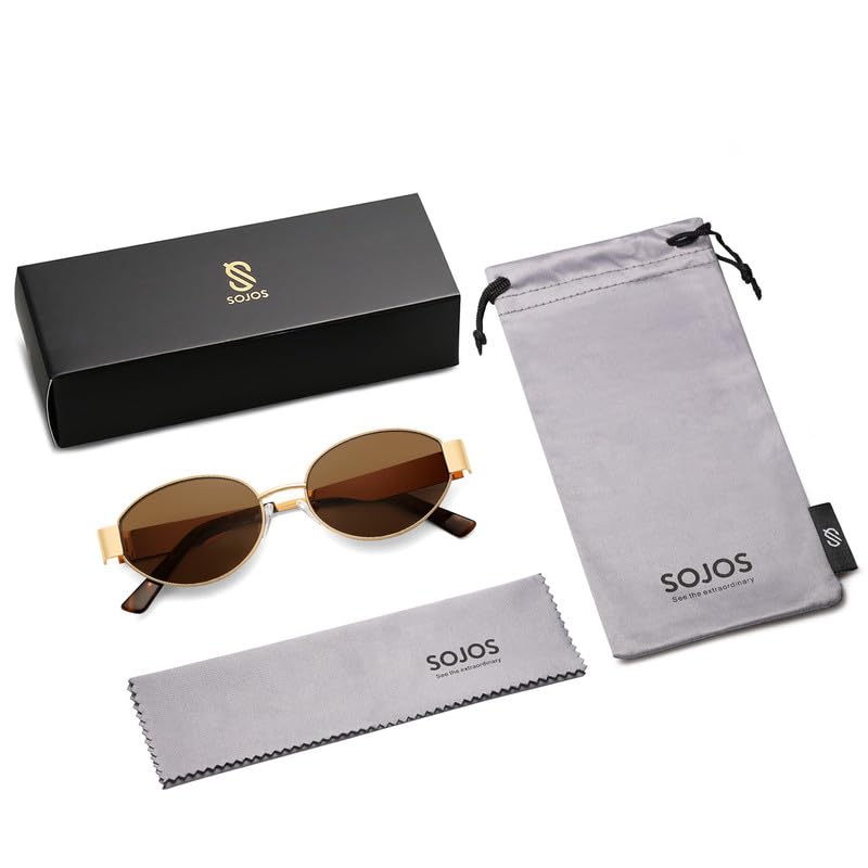 SOJOS Retro Oval Sunglasses for Women Trendy Classic Shades UV400 Protection SJ1256
