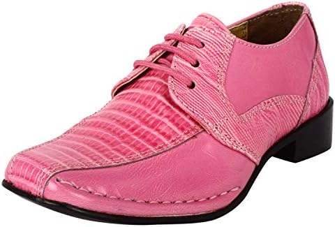 LIBERTYZENO Boys Animal Print Genuine Leather Kids Lace Up Oxford Dress Shoes for Prom Graduation