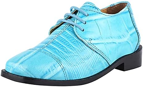 LIBERTYZENO Boys Animal Print Genuine Leather Kids Lace Up Oxford Dress Shoes for Prom Graduation