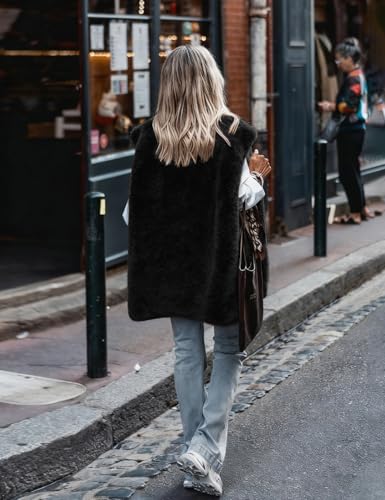 IDEALSANXUN Womens Oversized Fleece Vest Casual Sleeveless Sherpa Jackets