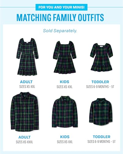 The Children's Place Baby Girls' Plaid Flannel Woven Tiered Dress