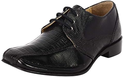 LIBERTYZENO Boys Animal Print Genuine Leather Kids Lace Up Oxford Dress Shoes for Prom Graduation