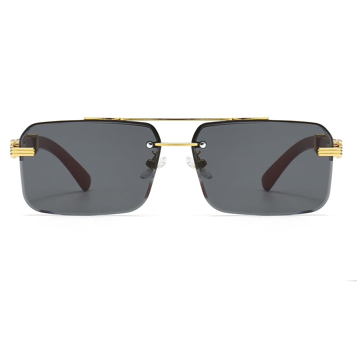 JOVAKIT Trendy Square Sunglasses for Men Women Semi Rimless Frame Shades 90s Vintage Retro Sun Glasses UV400 Protection