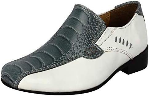 LIBERTYZENO Boys Animal Print Genuine Leather Kids Lace Up Oxford Dress Shoes for Prom Graduation