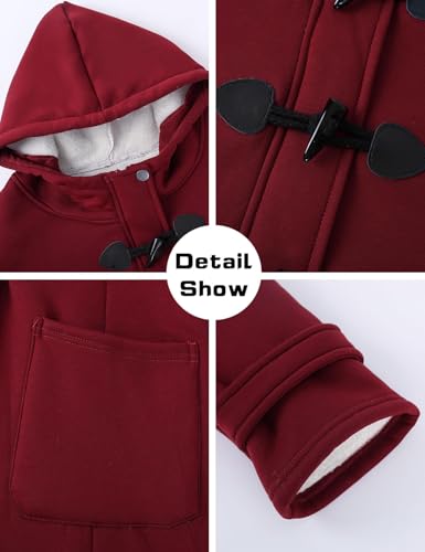 Gihuo Winter Jackets for Women Sherpa Lined Jacket Women Duffle Toggle Coat Hooded Fleece Jacket