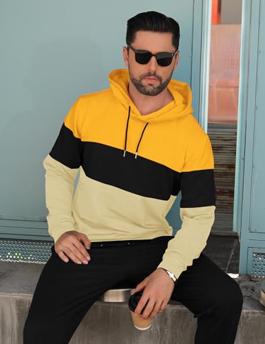 Babioboa Men's Tracksuit 2 Piece Color Block Hoodie Set Pullover Sweatshirt and Jogging Sweatpants Athletic Sweatsuits Set