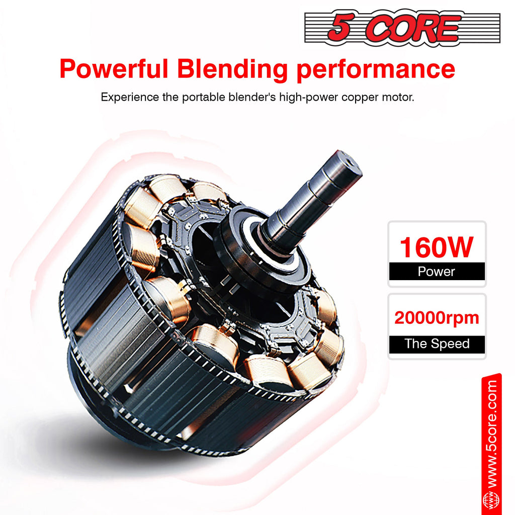 5Core Portable Personal Blender for Kitchen 20Oz Capacity 160W