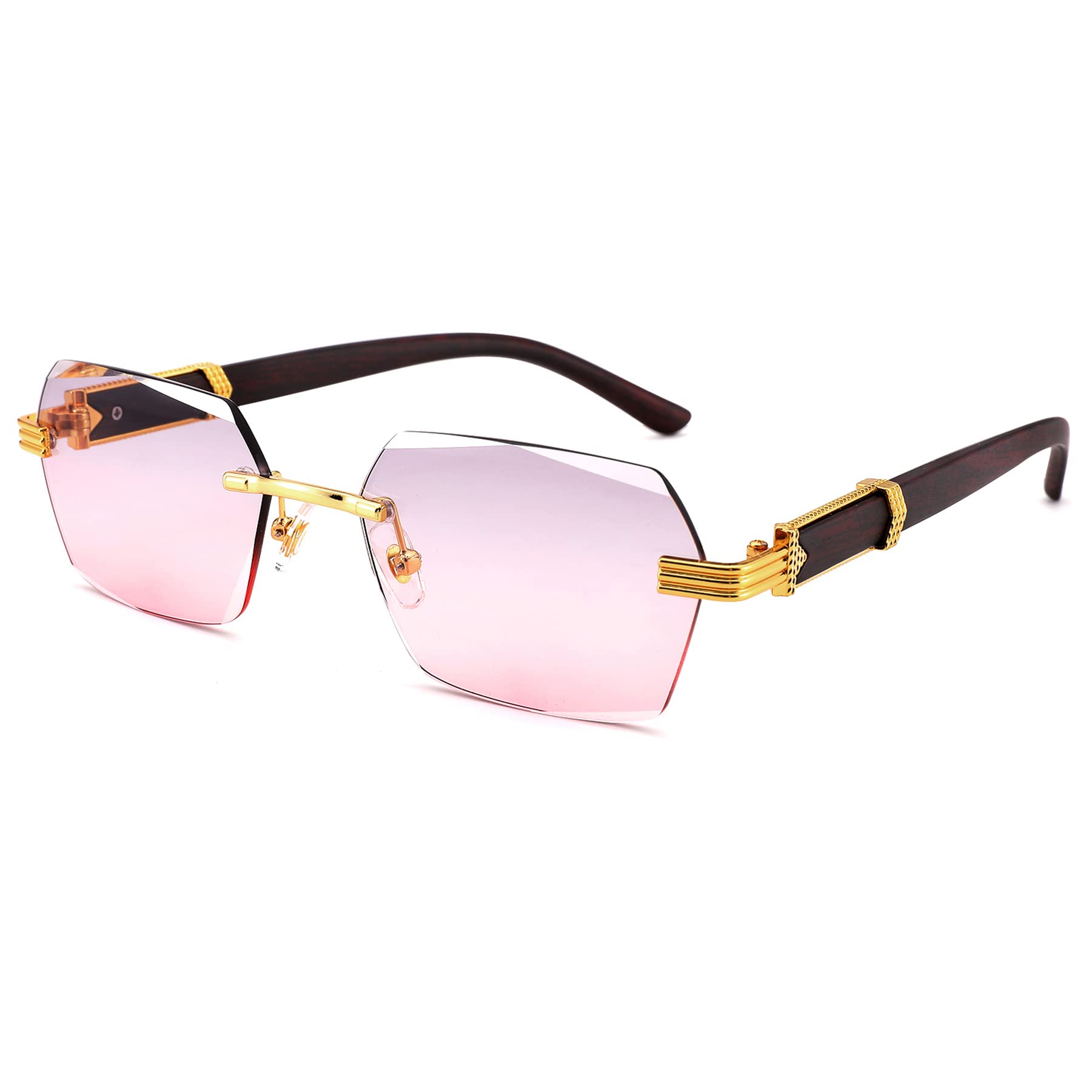 Hycredi Rimless Rectangle Sunglasses Men Women Retro Frameless Square Shade Y2k Sun Glasses Tinted Eyewear