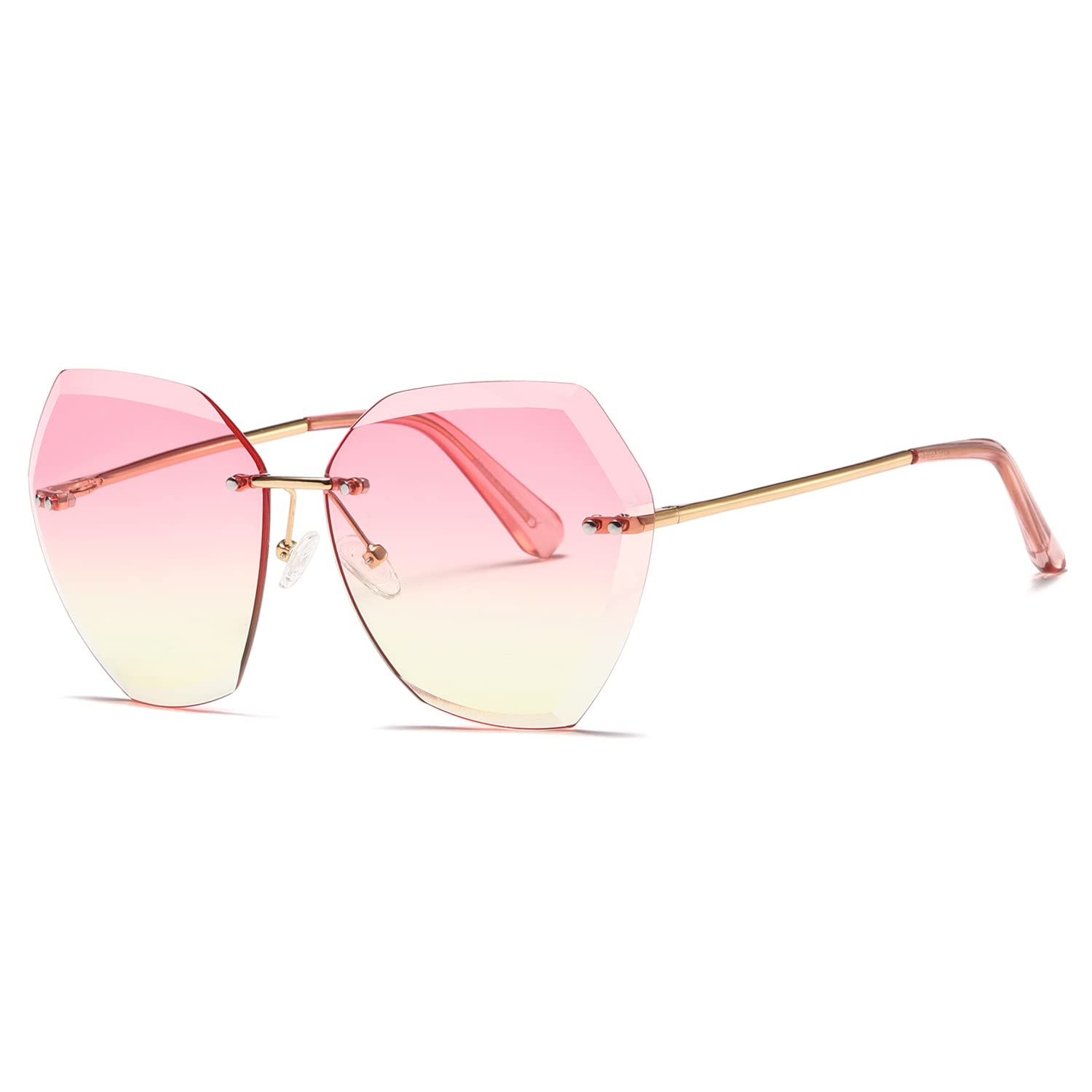 AEVOGUE Sunglasses For Women Oversized Rimless Diamond Cutting Lens Sun Glasses AE0534