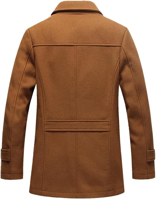 Lavnis Men's Winter Wool Coats Slim Fit Single Breasted Trench Jacket Woolen Pea Coat