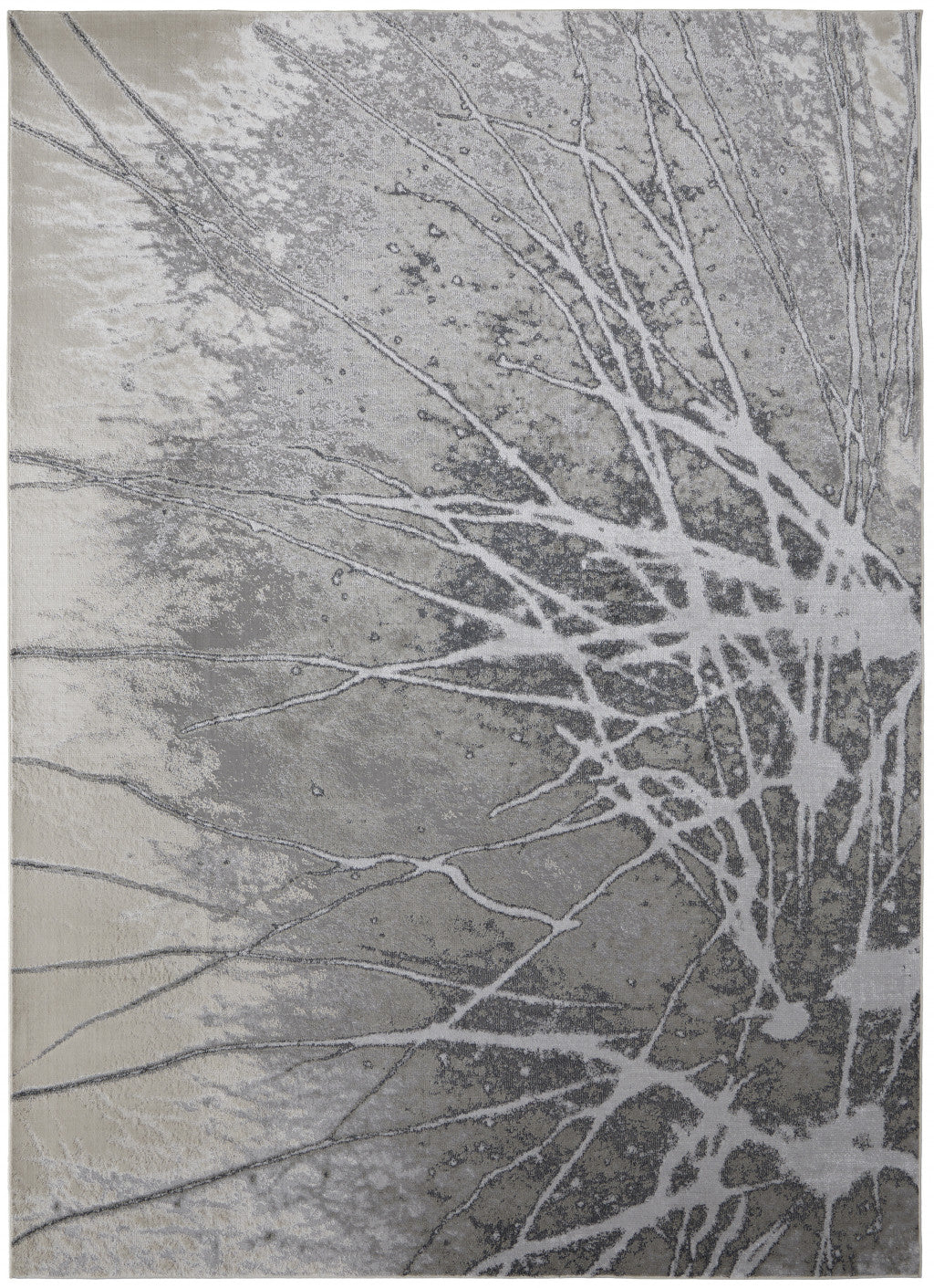 4' X 6' Gray and Ivory Abstract Power Loom Non Skid Area Rug