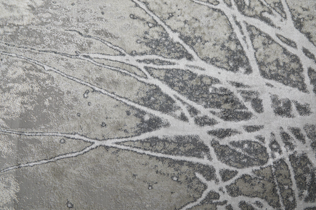 4' X 6' Gray and Ivory Abstract Power Loom Non Skid Area Rug