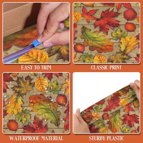 3Pack Fall Leaf Plastic Tablecloth Decorations,Disposable Autumn Orange Leaf Maple Table Cloths for Parties,Rectangle Thanks Giving Table Cover for Kitchen Fall Harvest Thanks Giving Decor,54x108 Inch