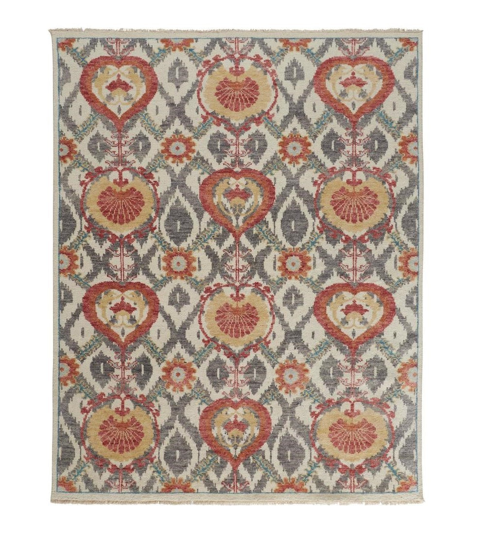 4' X 6' Gray and Ivory Wool Floral Hand Knotted Area Rug