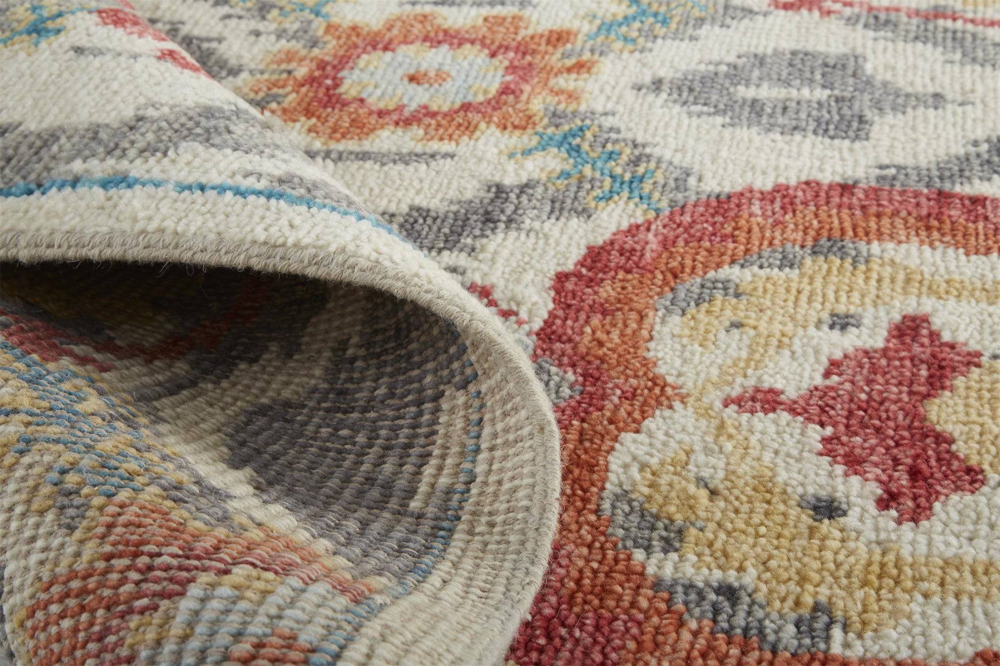 4' X 6' Gray and Ivory Wool Floral Hand Knotted Area Rug