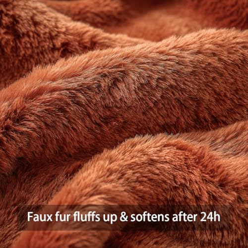 4TH Emotion Fall Pumpkins Decorative Pillow Covers 18x18 Set of 2, Beige Soft Plush Faux Fur Wool Farmhouse Throw Cushion Cases for Autumn Thanksgiving Holiday Home Decorations