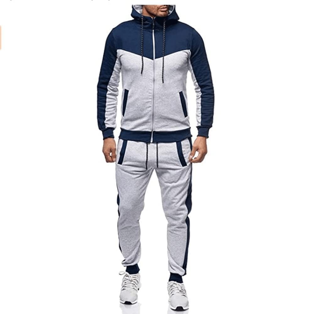 Marine Royal Track Suits for Men Set Full Zip Sweatsuit Outdoor Jogging Men Tracksuits