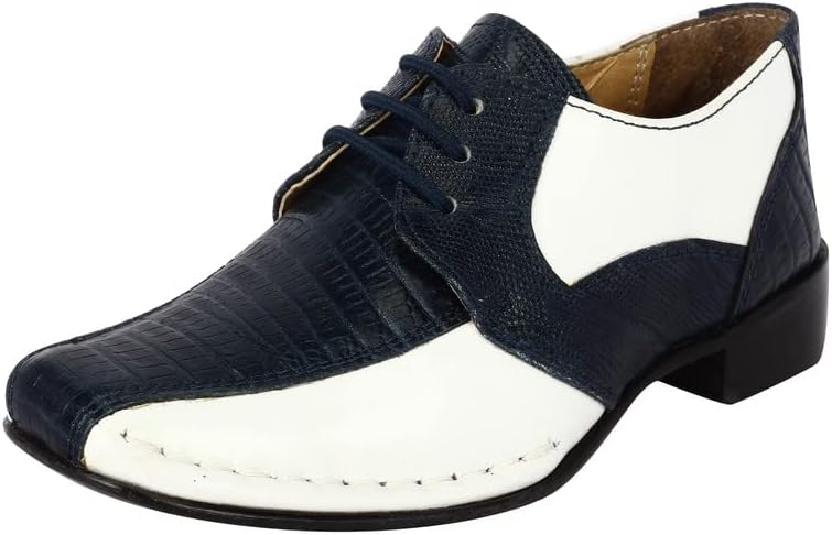 LIBERTYZENO Boys Animal Print Genuine Leather Kids Lace Up Oxford Dress Shoes for Prom Graduation