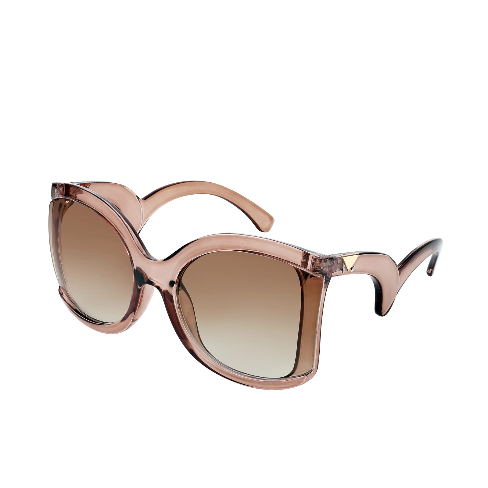 FEISEDY Oversized Square Butterfly Sunglasses Curved Curly Arm Frame Women's Fashion Shades B4035