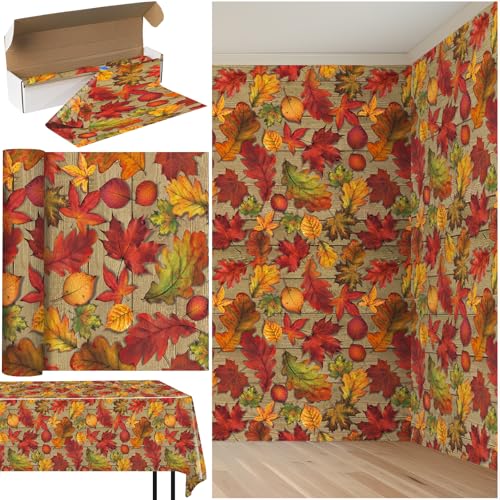 3Pack Fall Leaf Plastic Tablecloth Decorations,Disposable Autumn Orange Leaf Maple Table Cloths for Parties,Rectangle Thanks Giving Table Cover for Kitchen Fall Harvest Thanks Giving Decor,54x108 Inch