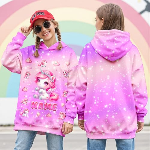 Sweatshirt for Girls - Personalized Pullover Hoodies for Kids - Customized Cute Hooded Gifts for Teen Girls
