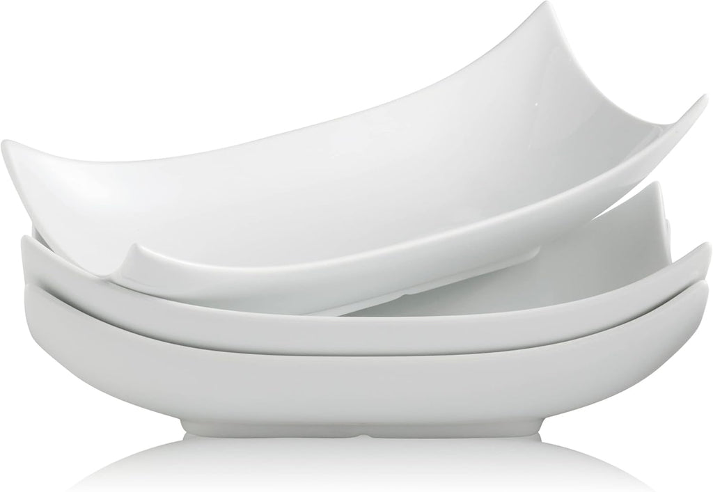 Gomakren Serving Platters Serving Bowls Set Turkey Serving Platter Porcelain Serving Dishes For Entertaining Special Curved Deep Large Thanksgiving Christmas Dishes Gifts Set of 3 White 12 Inch