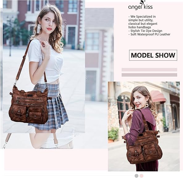 Angelkiss Purses and Handbag for Women Soft Leather Hobo Bags Satchel Shoulder Bags Ladies Tote Crossbody Bag