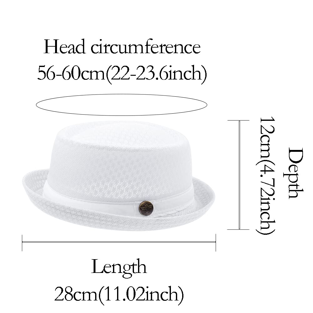 2/6 Pc Summer Mesh Pork Pie Hat 1920S Costume Party Cap for Men Women Unisex