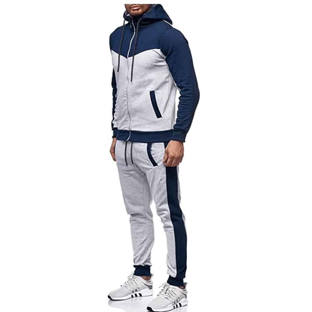 Marine Royal Track Suits for Men Set Full Zip Sweatsuit Outdoor Jogging Men Tracksuits