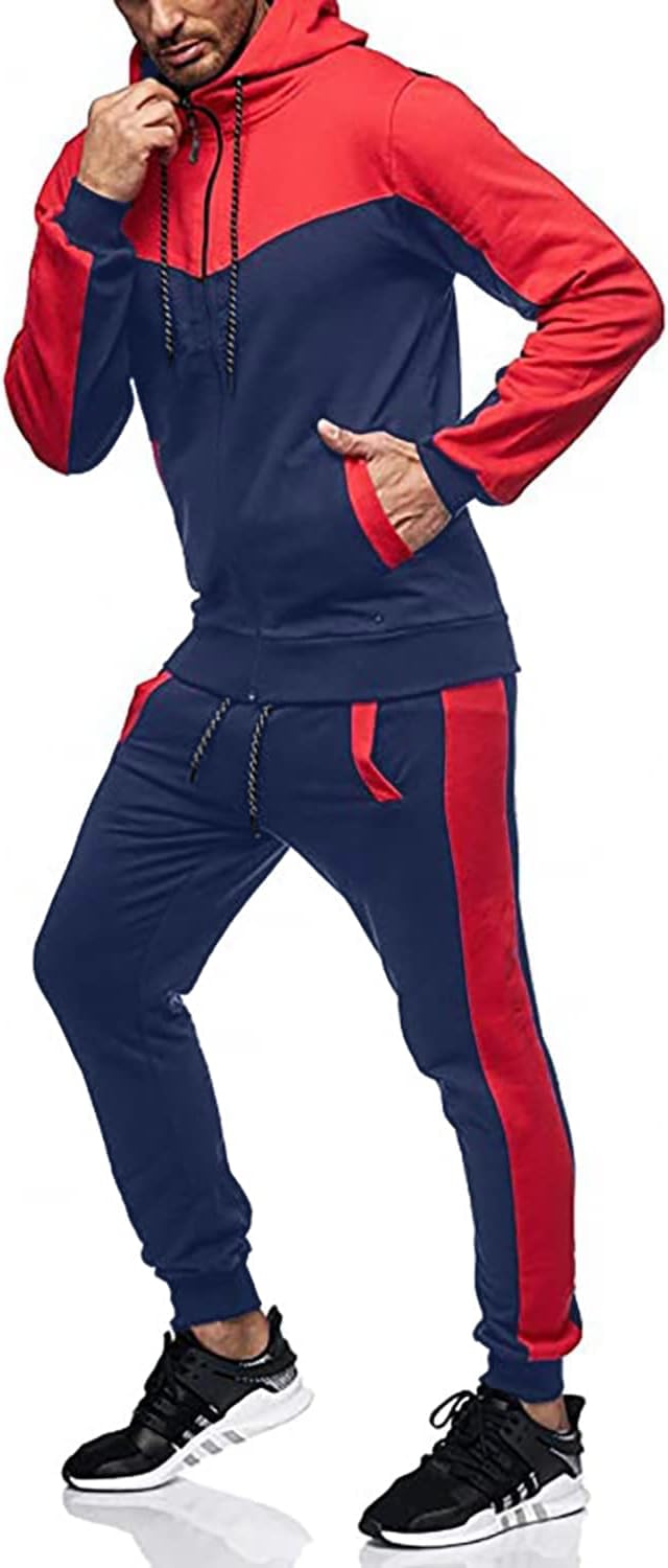 Marine Royal Track Suits for Men Set Full Zip Sweatsuit Outdoor Jogging Men Tracksuits