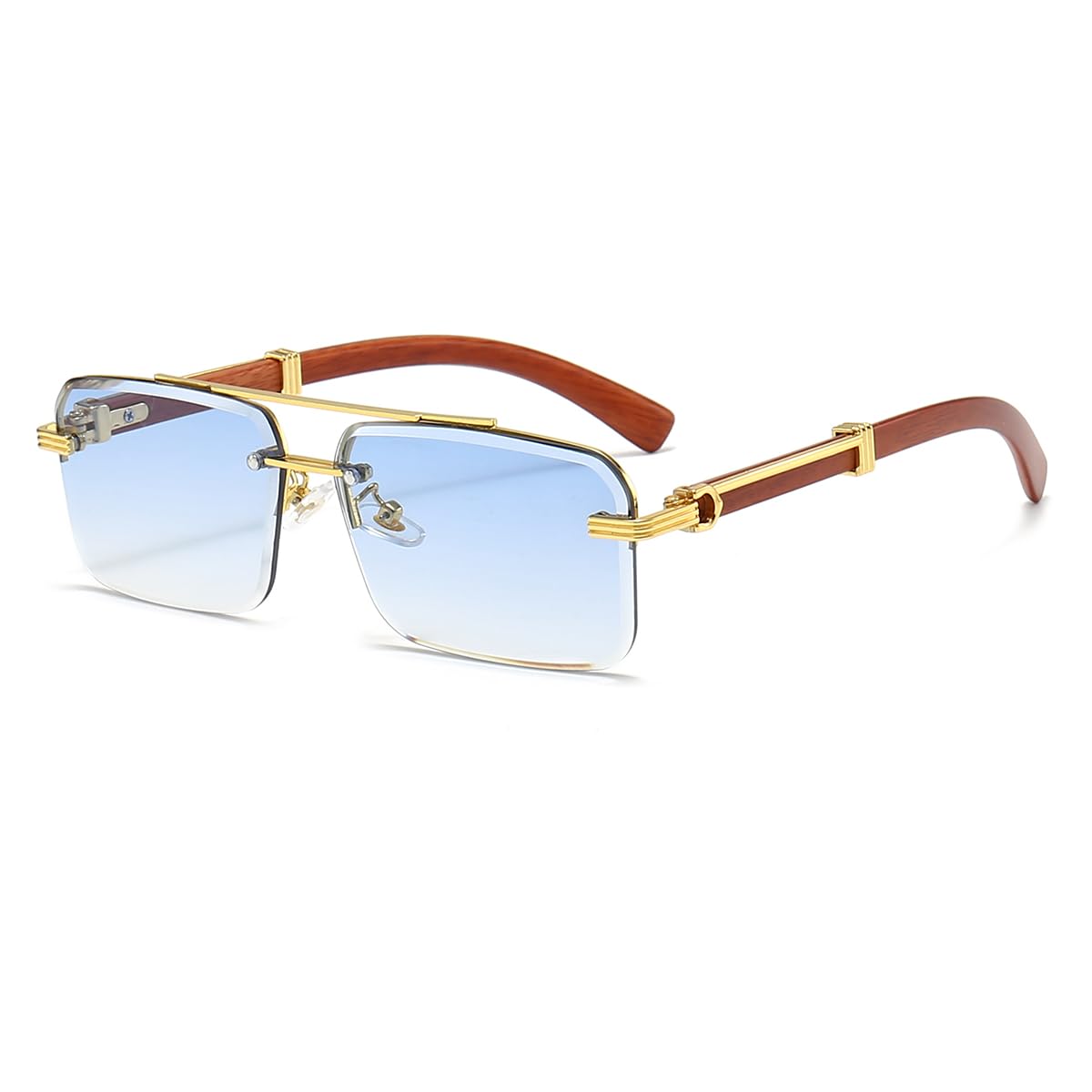 JOVAKIT Trendy Square Sunglasses for Men Women Semi Rimless Frame Shades 90s Vintage Retro Sun Glasses UV400 Protection