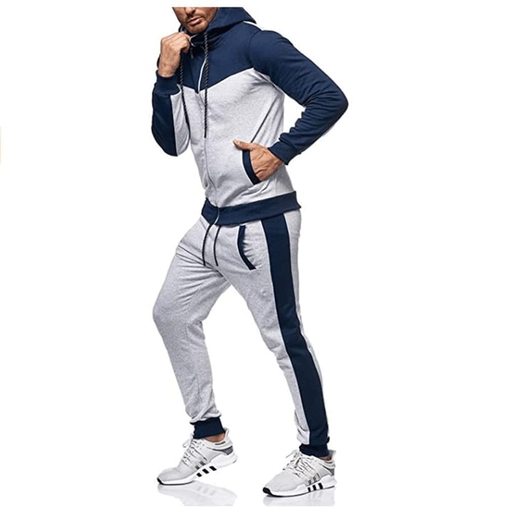 Marine Royal Track Suits for Men Set Full Zip Sweatsuit Outdoor Jogging Men Tracksuits