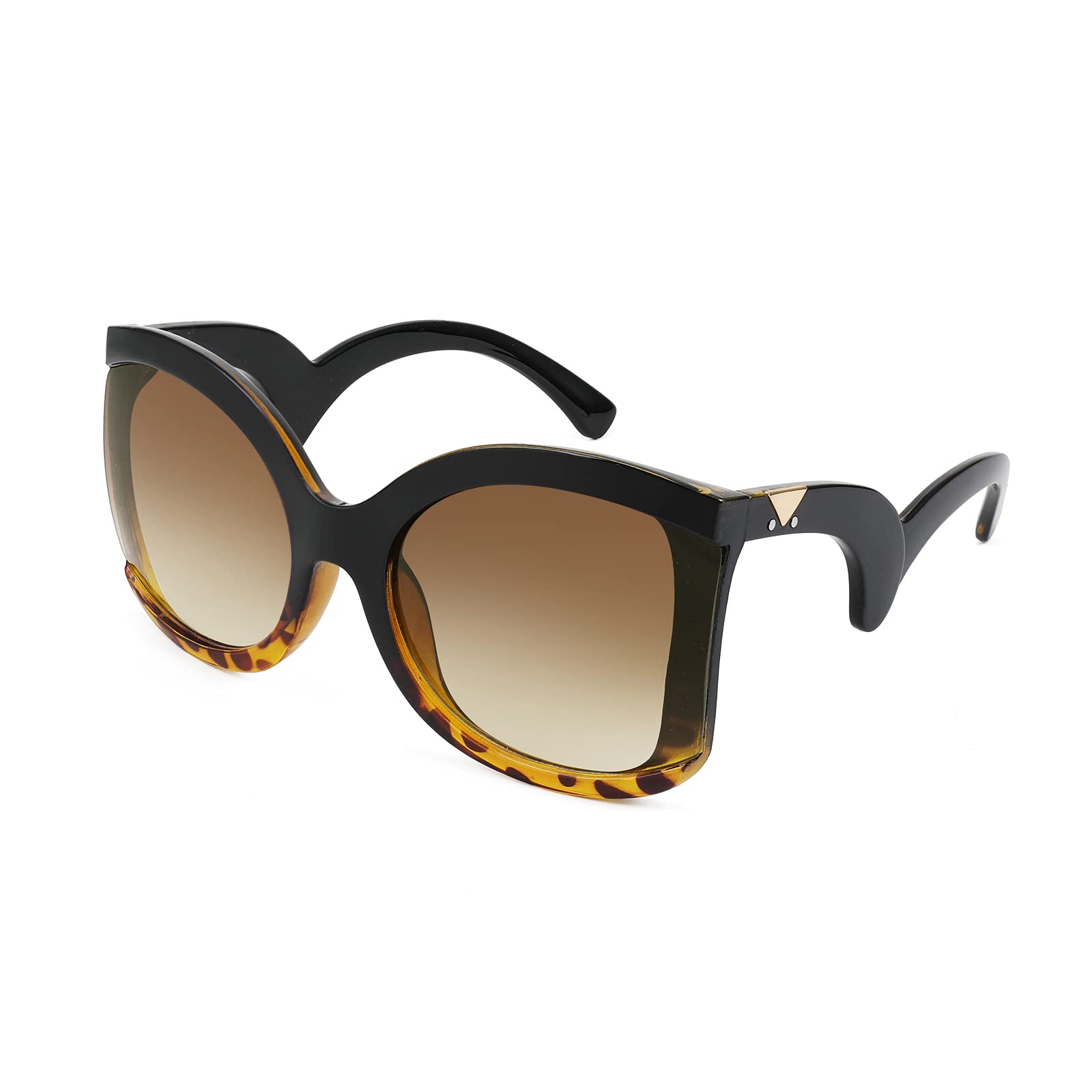 FEISEDY Oversized Square Butterfly Sunglasses Curved Curly Arm Frame Women's Fashion Shades B4035