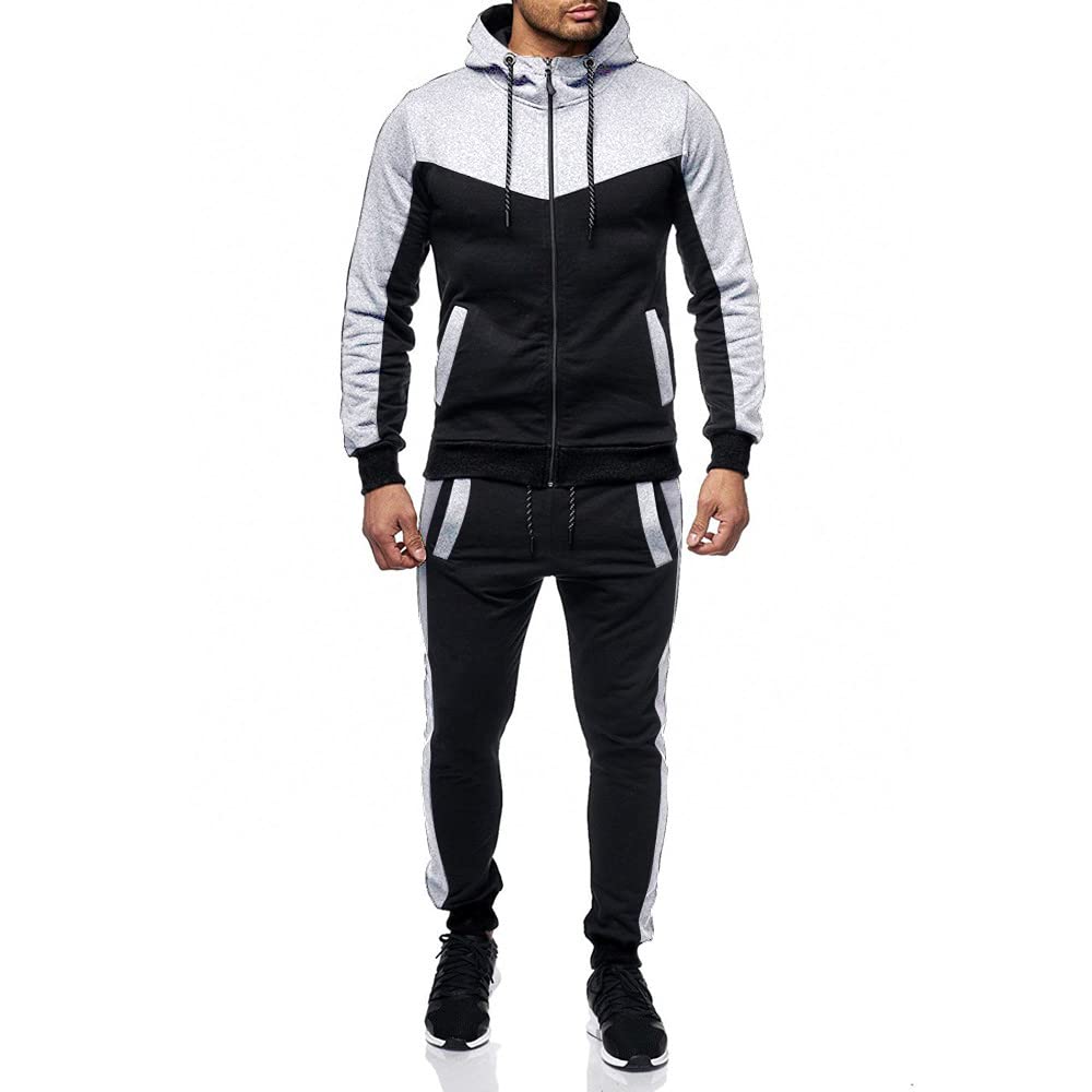 Marine Royal Track Suits for Men Set Full Zip Sweatsuit Outdoor Jogging Men Tracksuits
