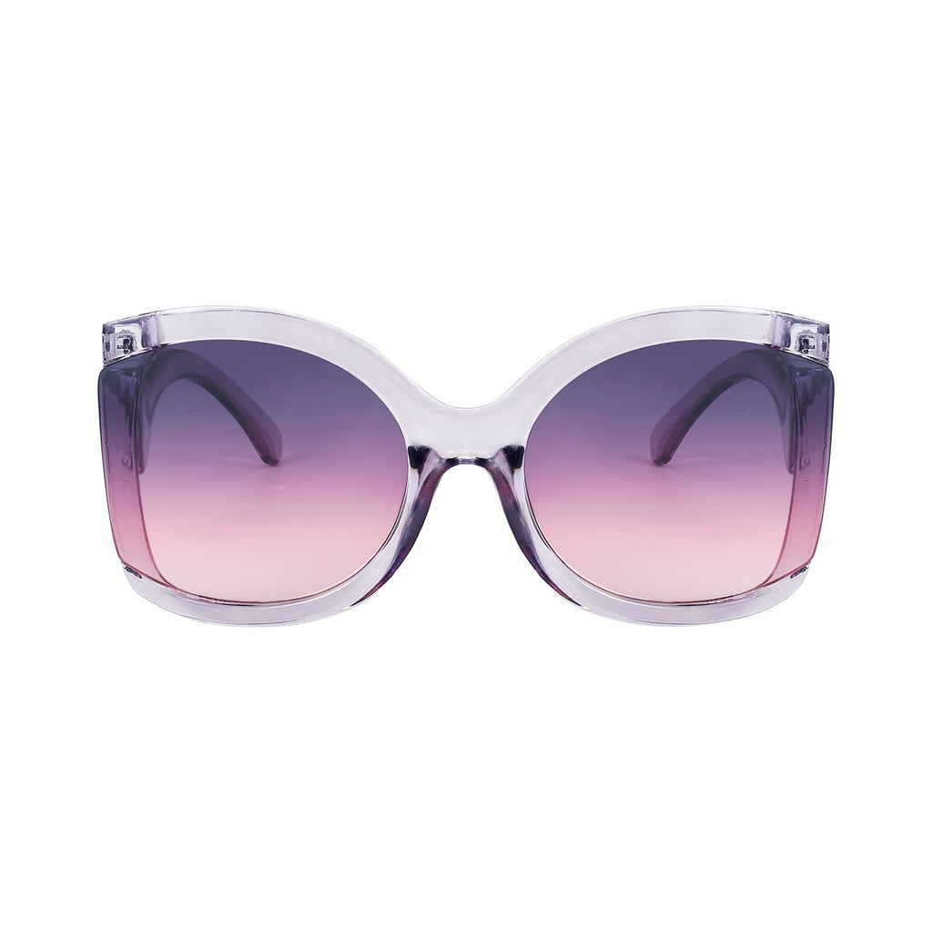 FEISEDY Oversized Square Butterfly Sunglasses Curved Curly Arm Frame Women's Fashion Shades B4035