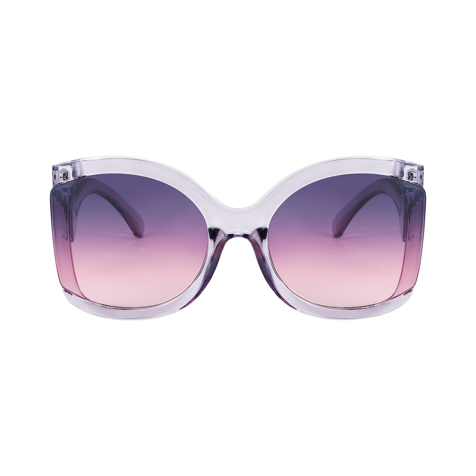 FEISEDY Oversized Square Butterfly Sunglasses Curved Curly Arm Frame Women's Fashion Shades B4035