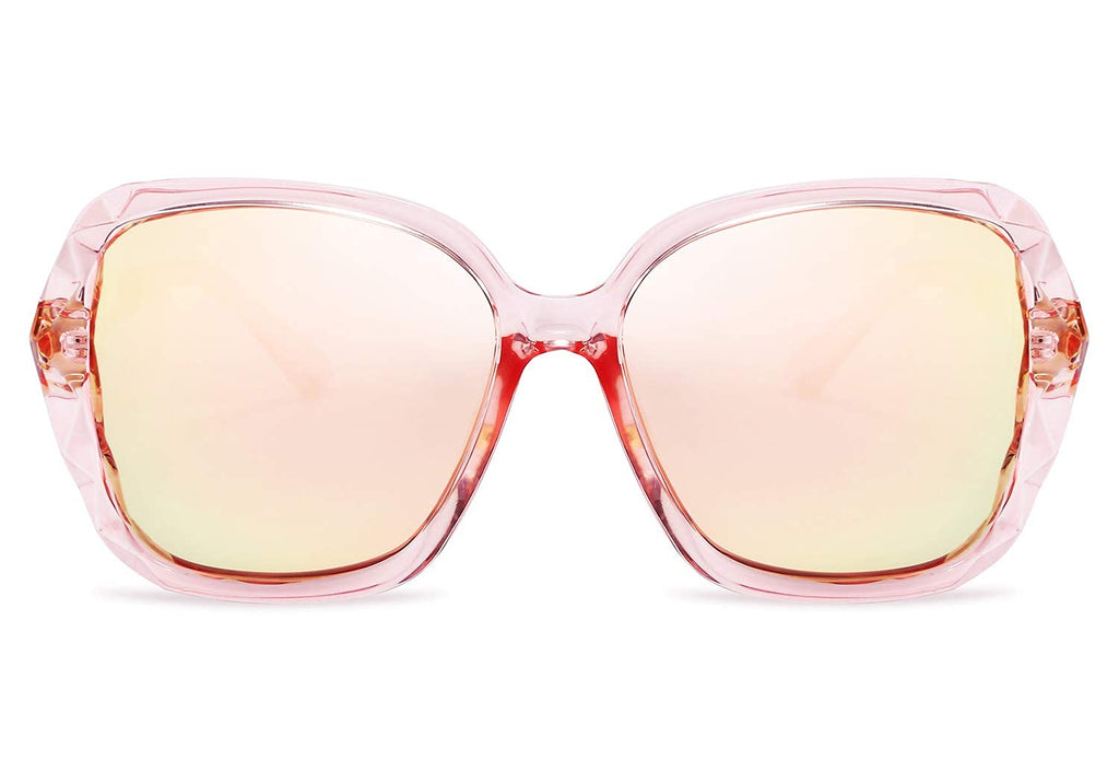 FEISEDY Polarized Women Square Sunglasses Sparkling Composite Shiny Frame B2289