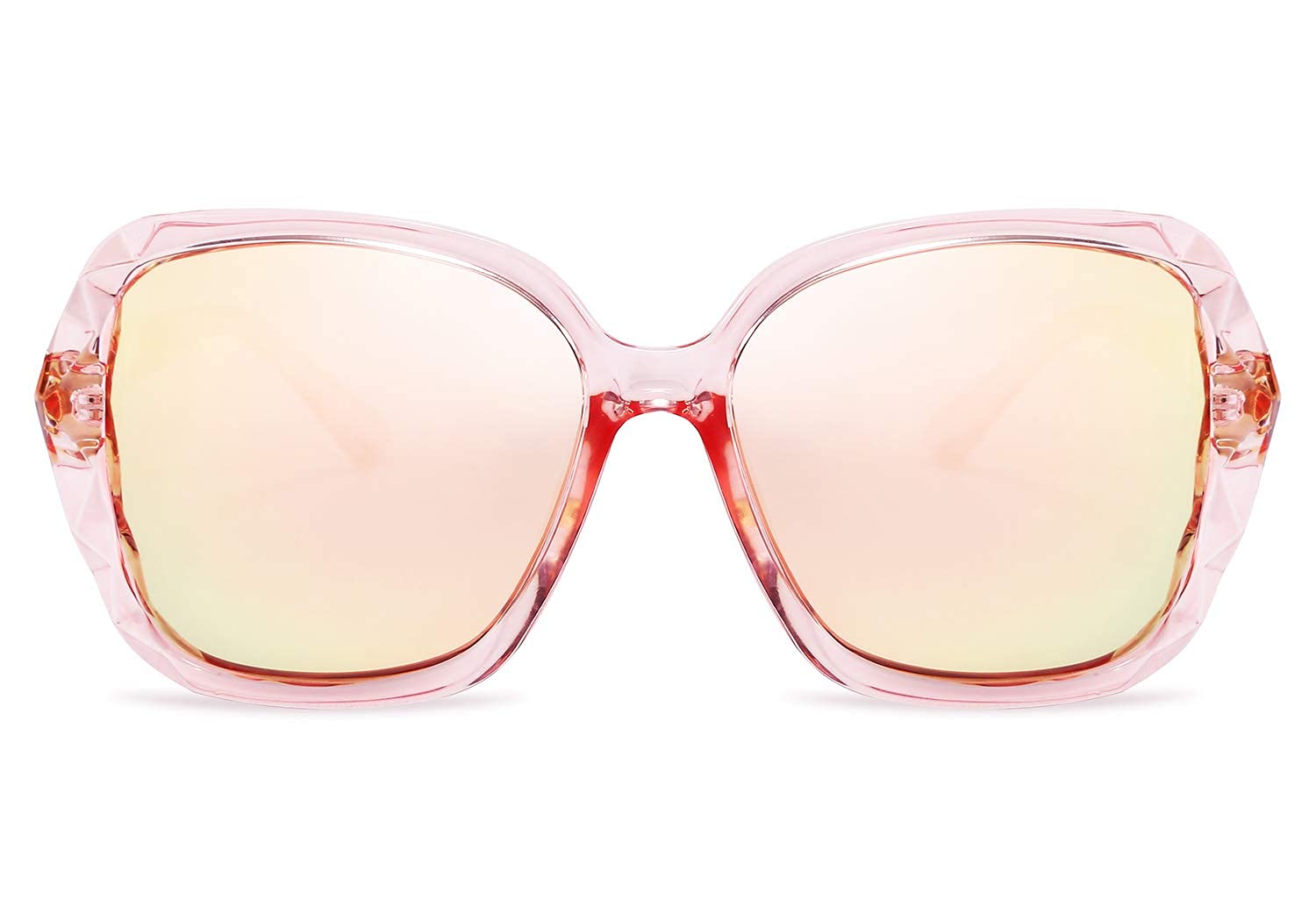 FEISEDY Polarized Women Square Sunglasses Sparkling Composite Shiny Frame B2289