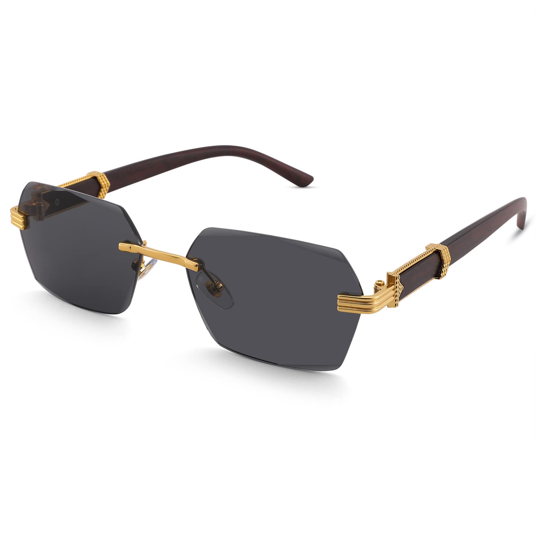 Hycredi Rimless Rectangle Sunglasses Men Women Retro Frameless Square Shade Y2k Sun Glasses Tinted Eyewear