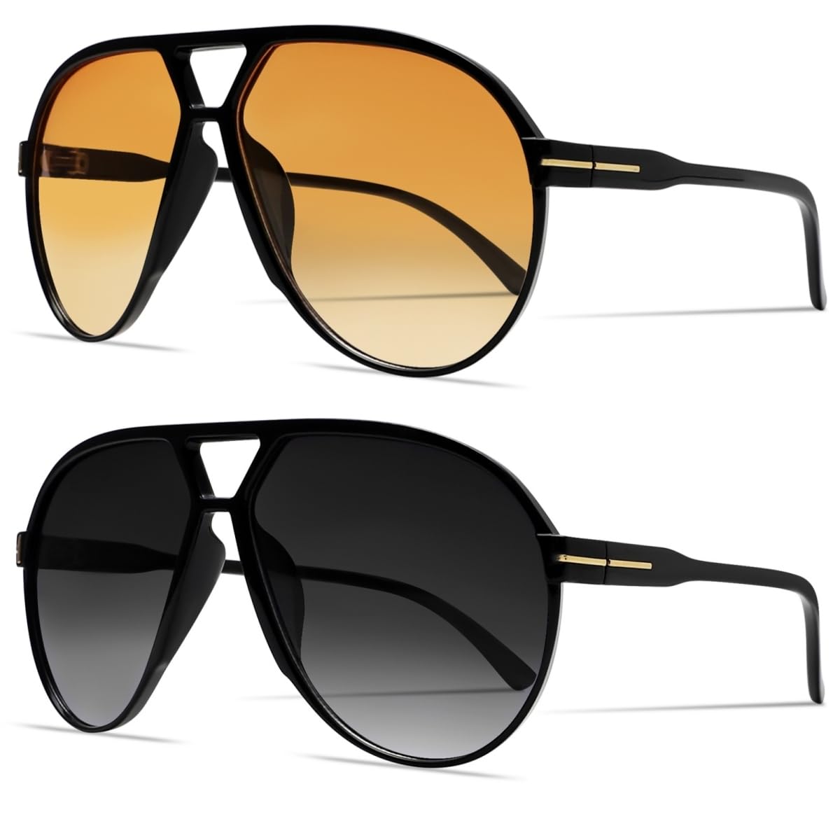 Retro Aviator Sunglasses for Women Men Oversized Classic 70s Vintage Trendy Tangle Free Square Aviators Sun Glasses