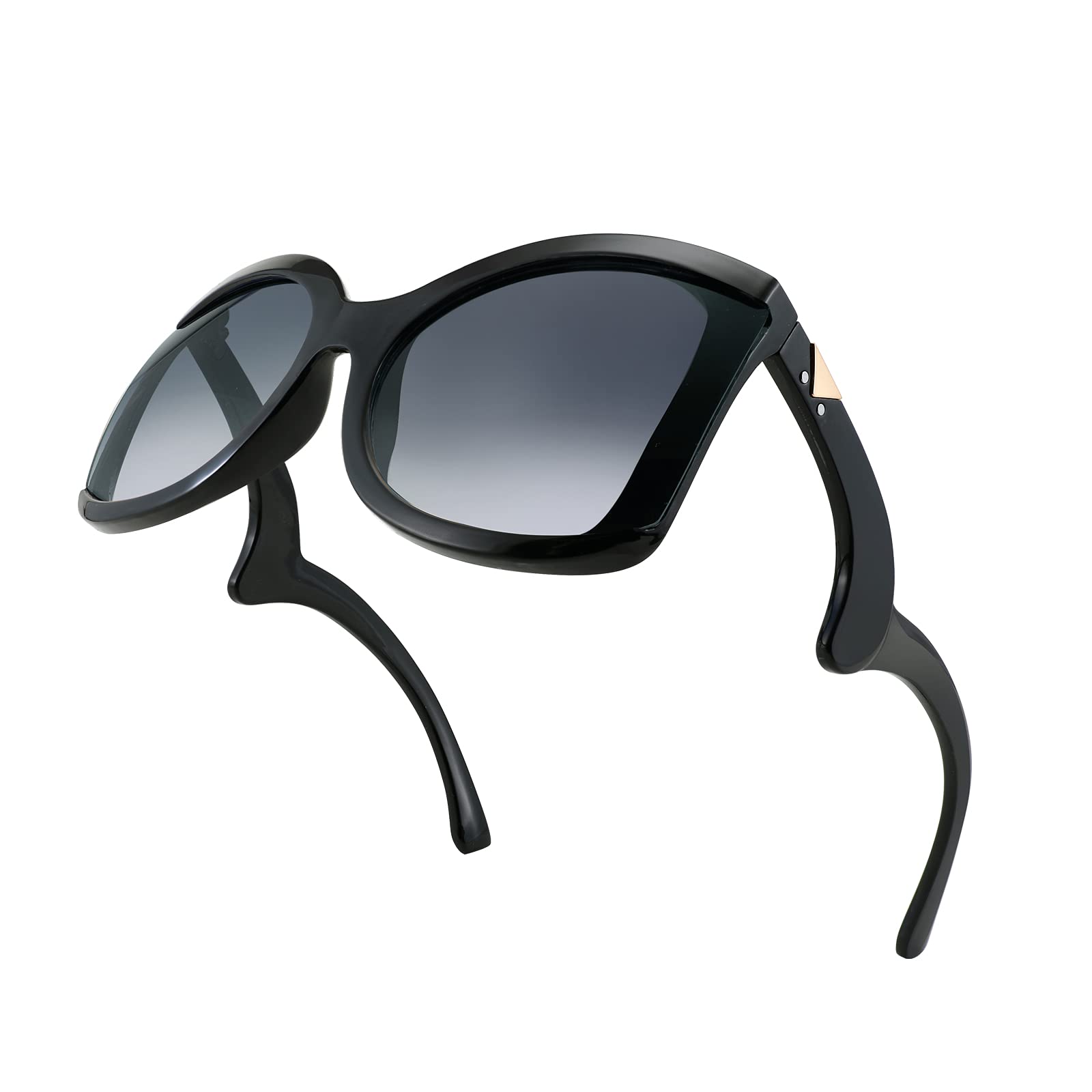 FEISEDY Oversized Square Butterfly Sunglasses Curved Curly Arm Frame Women's Fashion Shades B4035