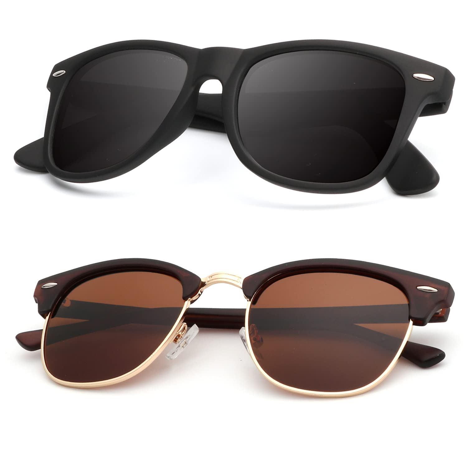 KALIYADI Polarized Sunglasses for Men and Women Semi-Rimless Frame Driving Sun glasses UV Blocking