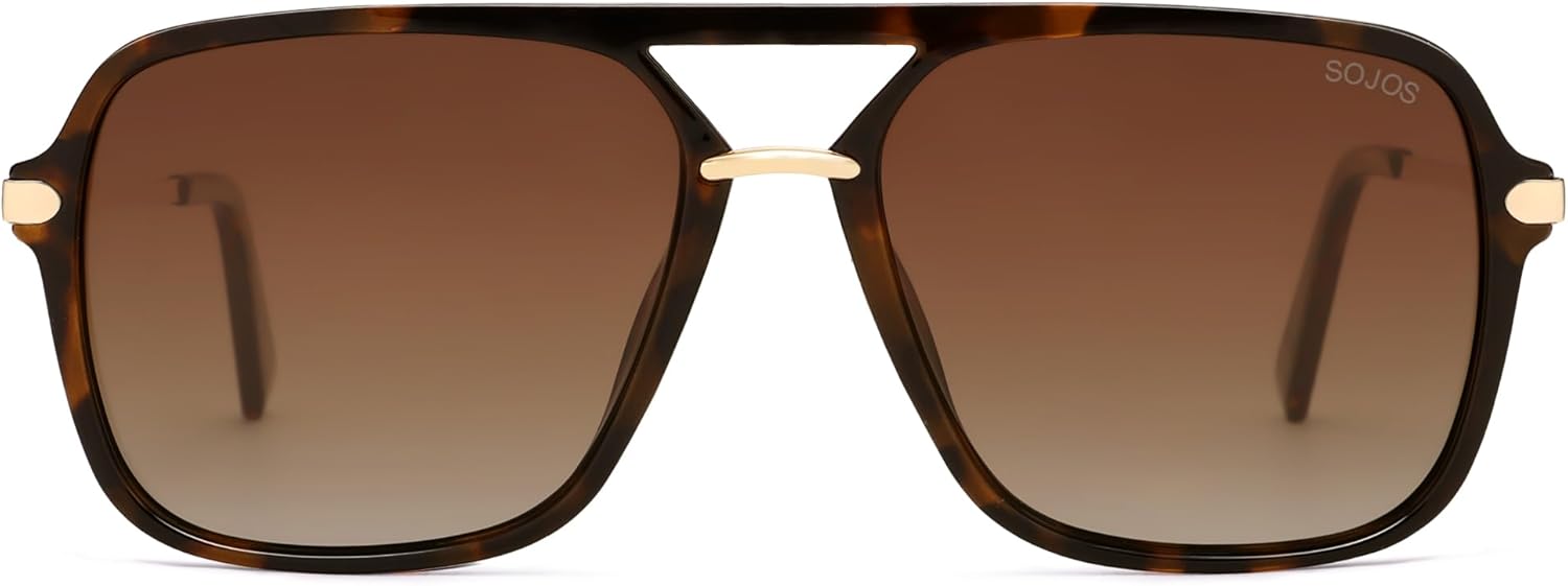 SOJOS Sunglasses for Women & Men, Square, Retro, Polarized Lens, Trendy Aviator, 90s Shades
